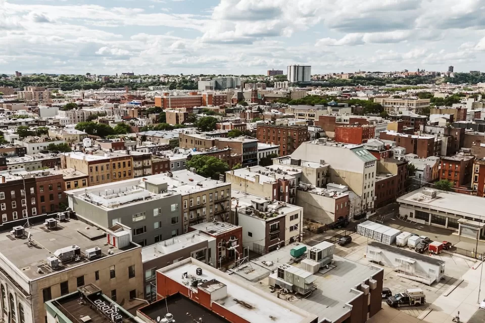 Aerial view of Hoboken, New Jersey.